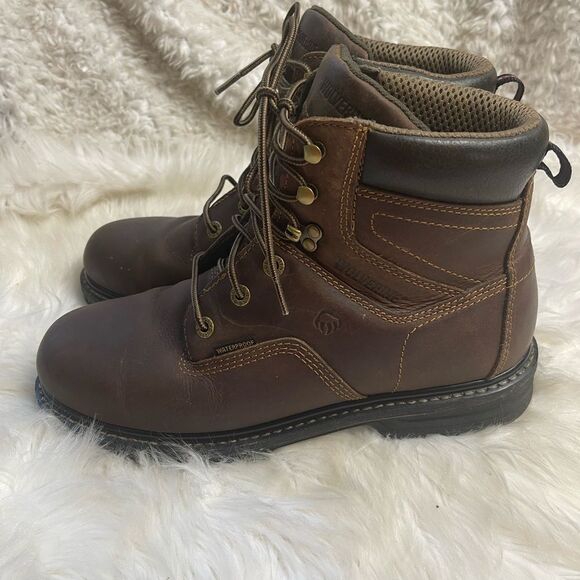 Wolverine Men SZ 12M Leather Brown Boots Work Composite Toe Waterproof  W10104 - Picture 1 of 15